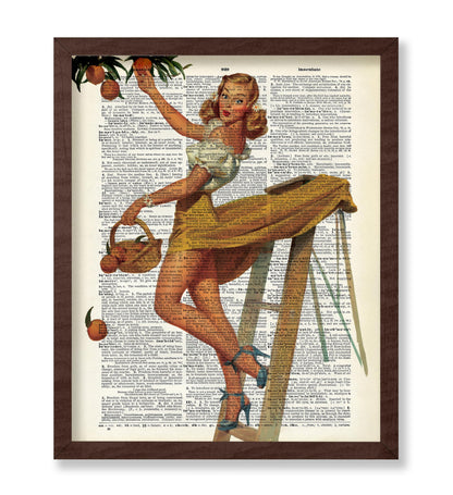 Pin-Up Girl Picking Peaches