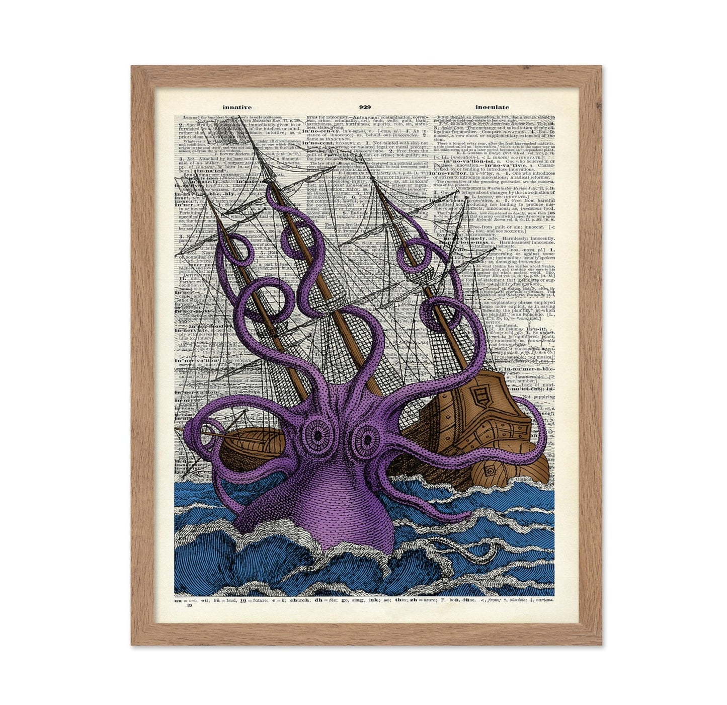 Purple Octopus and Ship