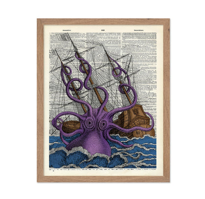 Purple Octopus and Ship