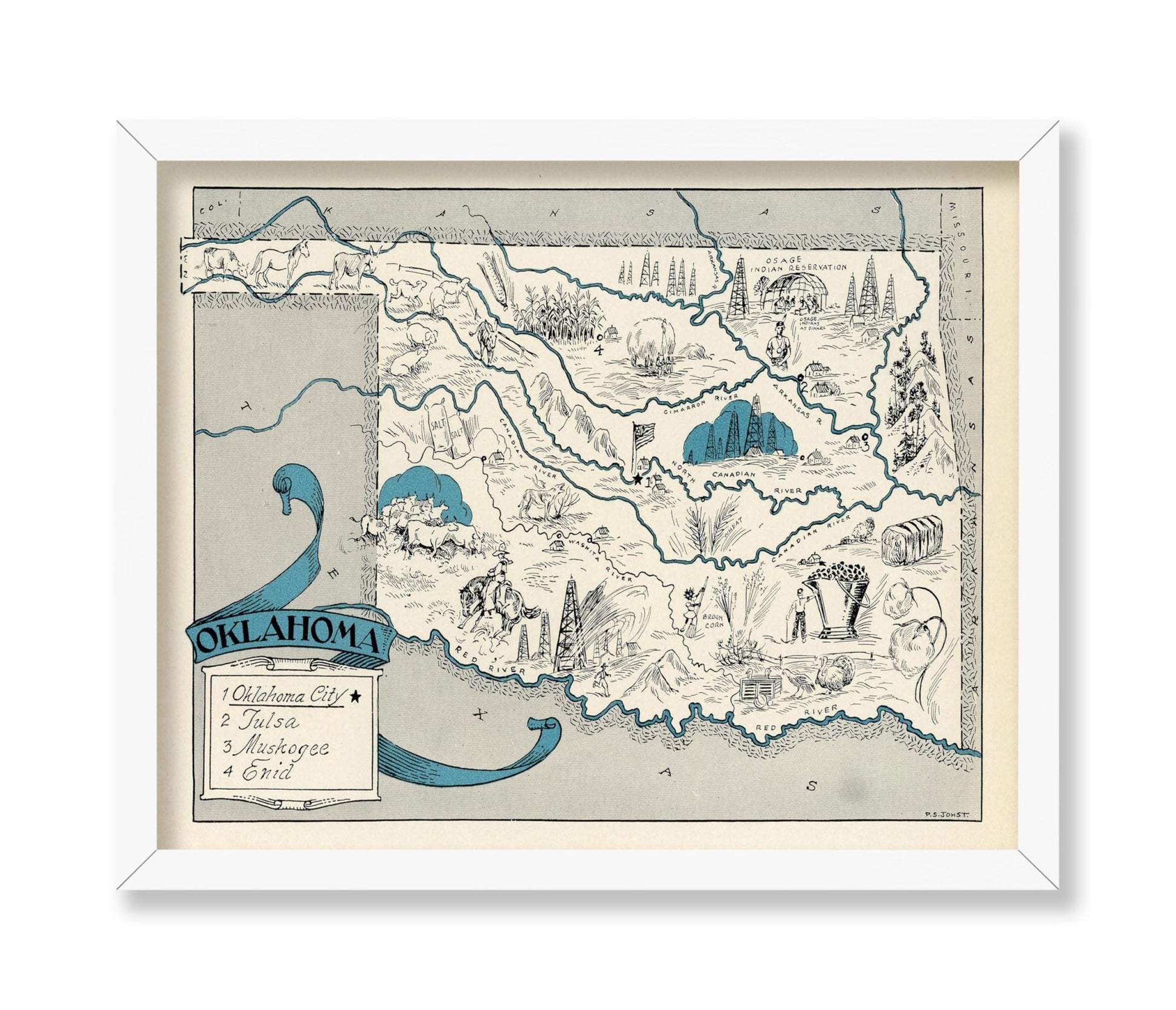 Oklahoma Pictorial Map
