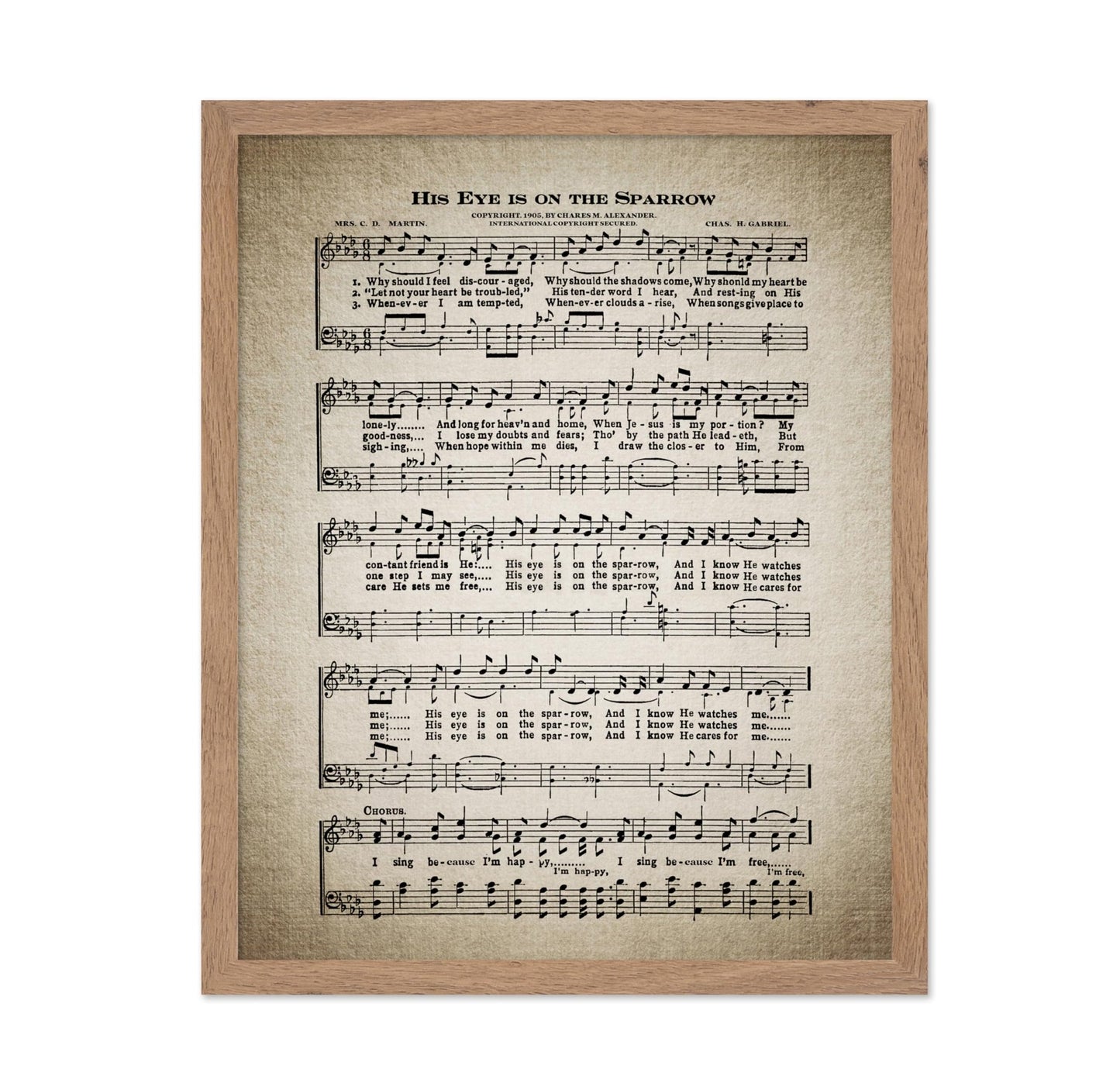 His Eye Is on The Sparrow Hymnal Sheet
