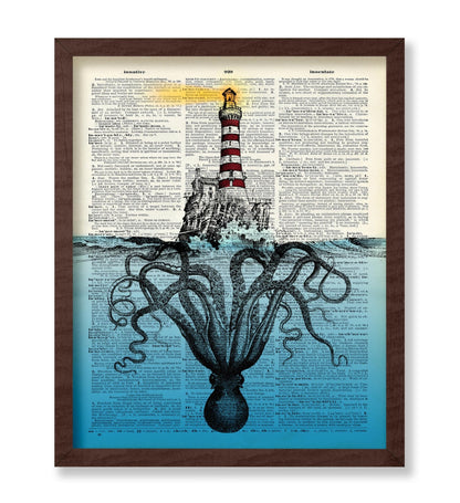 Giant Octopus Under Lighthouse