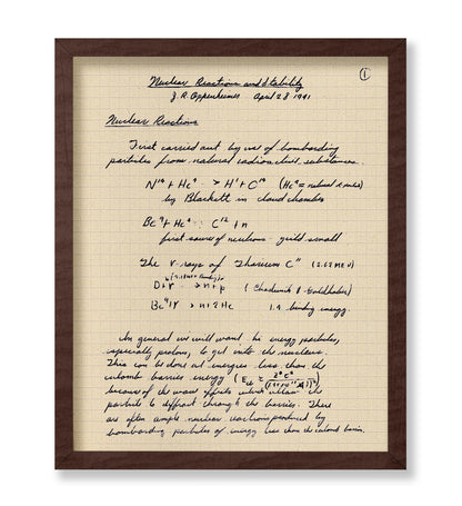 Oppenheimer Atomic Bomb Manuscript