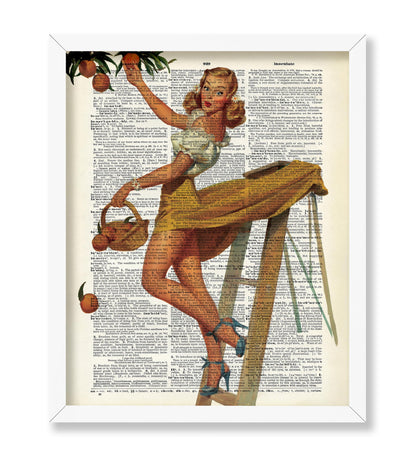 Pin-Up Girl Picking Peaches