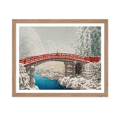 Kawase Hasui - Snow on the Sacred Bridge at Nikko