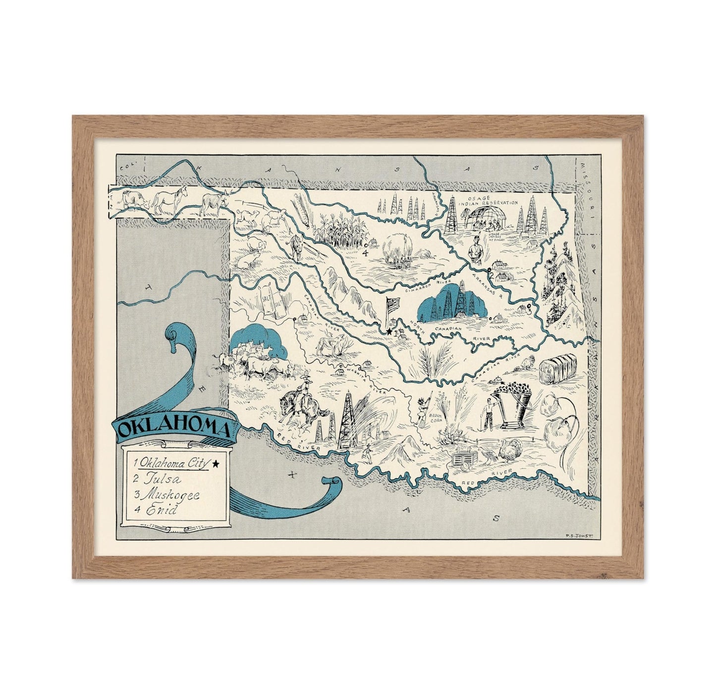Oklahoma Pictorial Map
