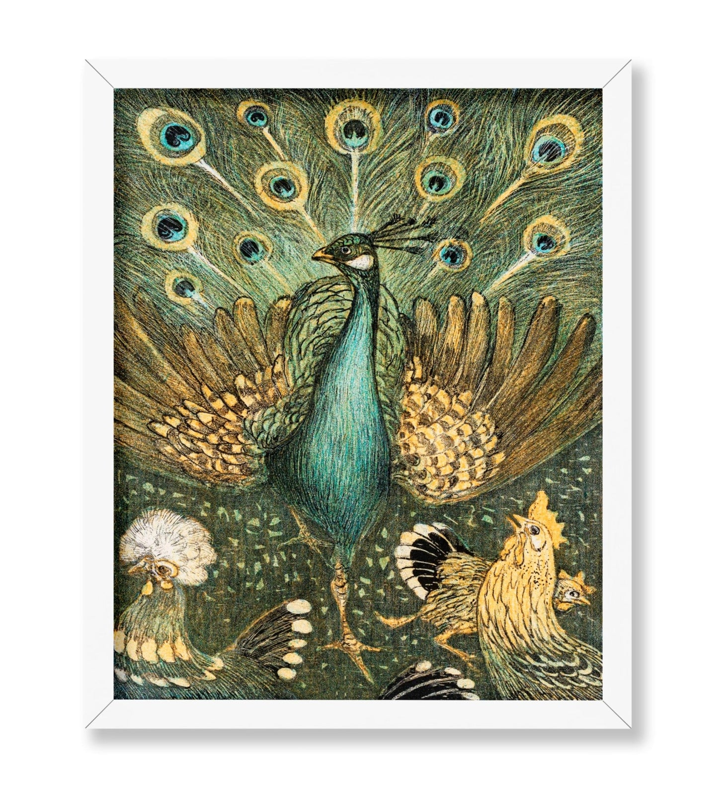 Theo Van Hoytema - Peacock With Chickens