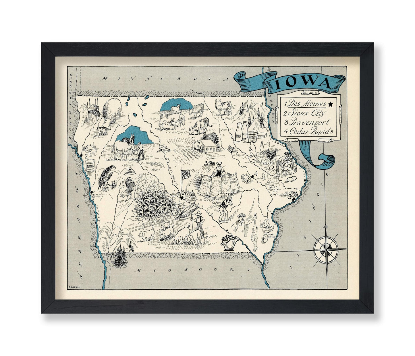 Iowa Pictorial Map