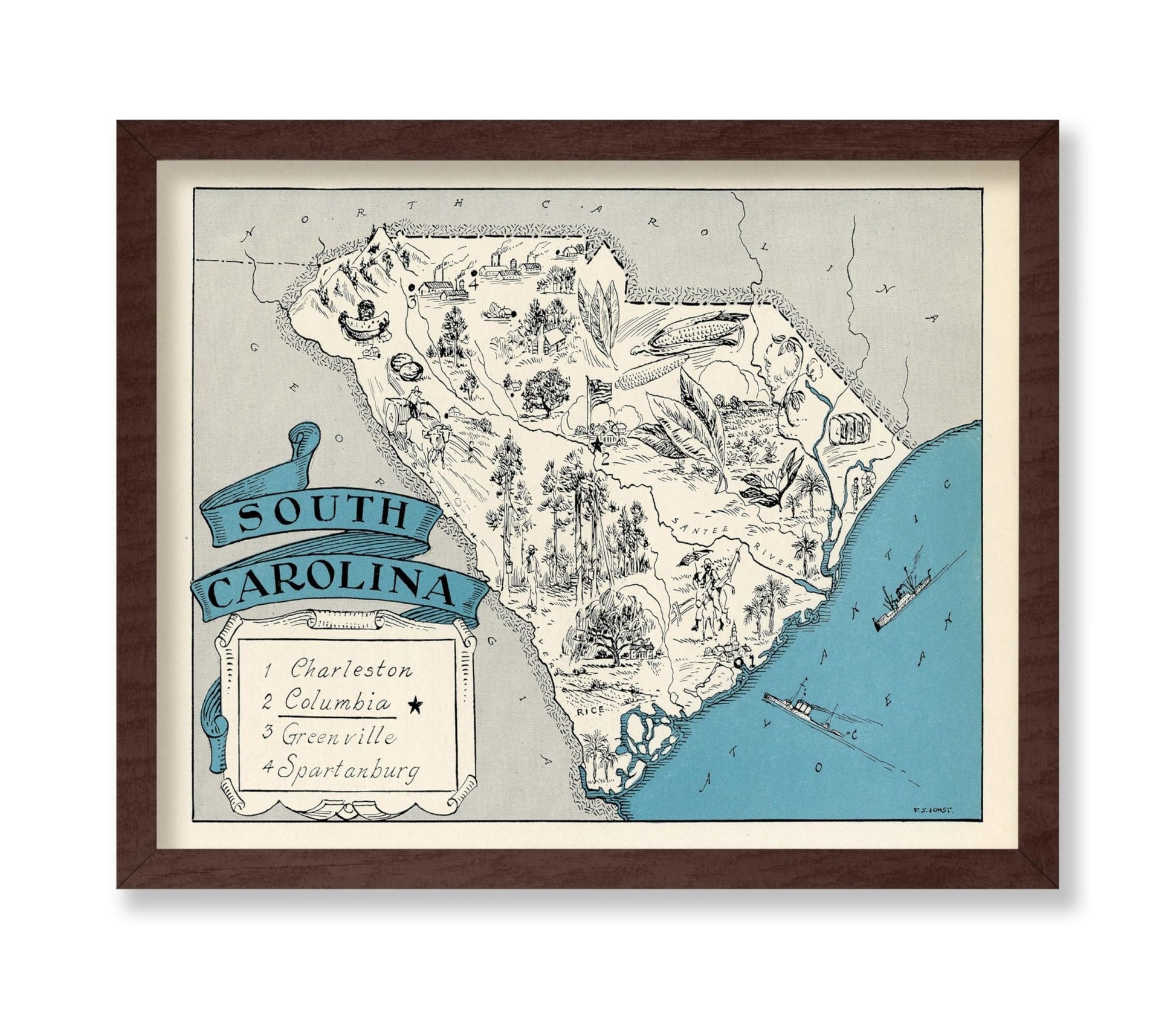 South Carolina Pictorial Map