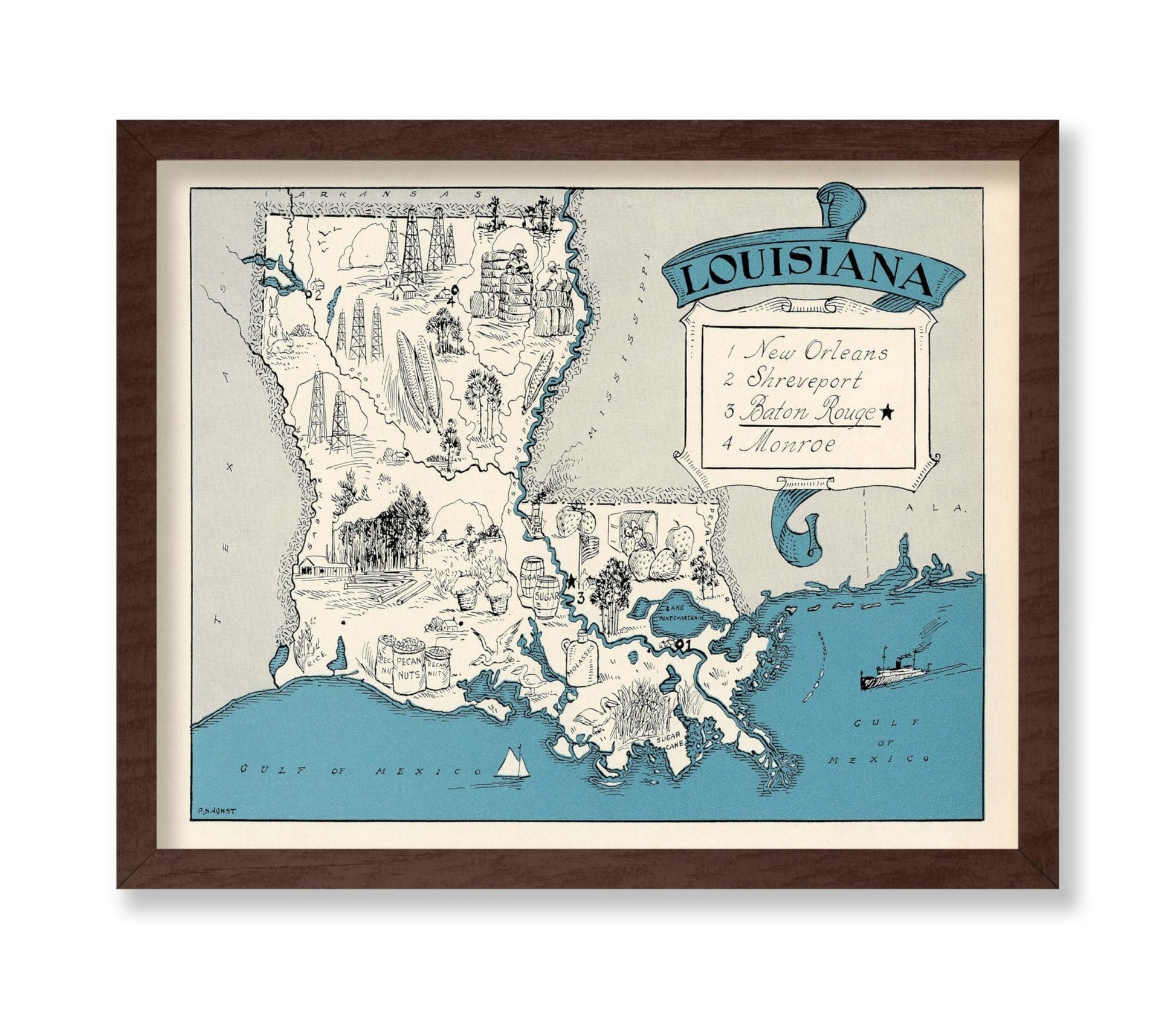 Louisiana Pictorial Map