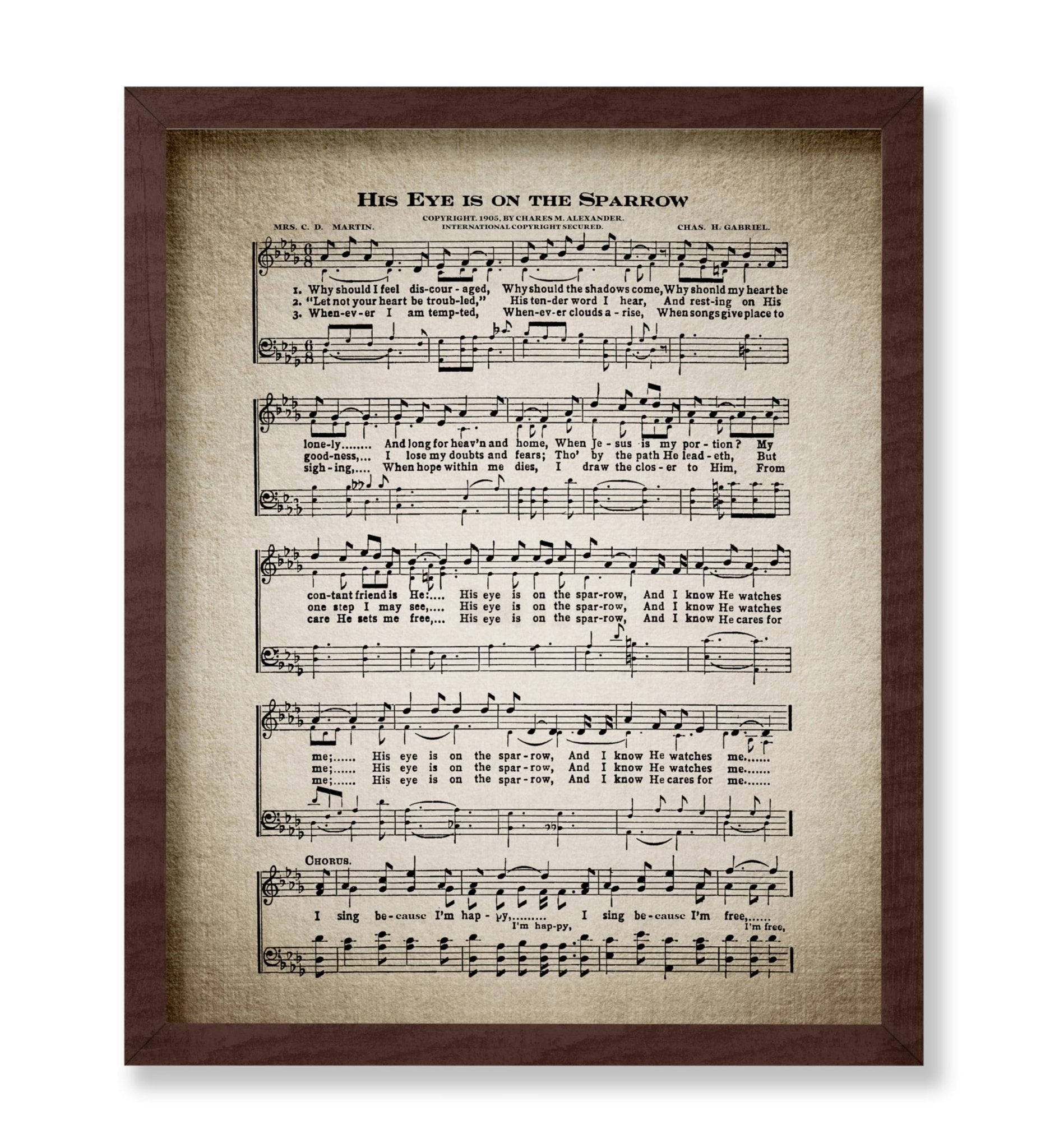 His Eye Is on The Sparrow Hymnal Sheet