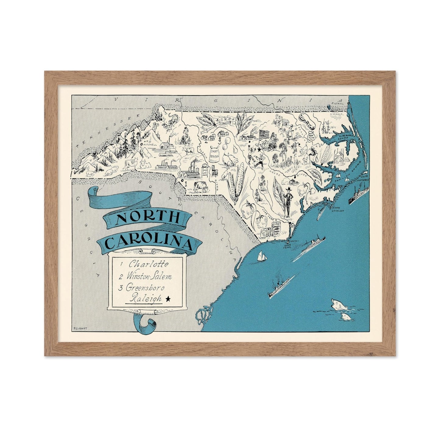 North Carolina Pictorial Map