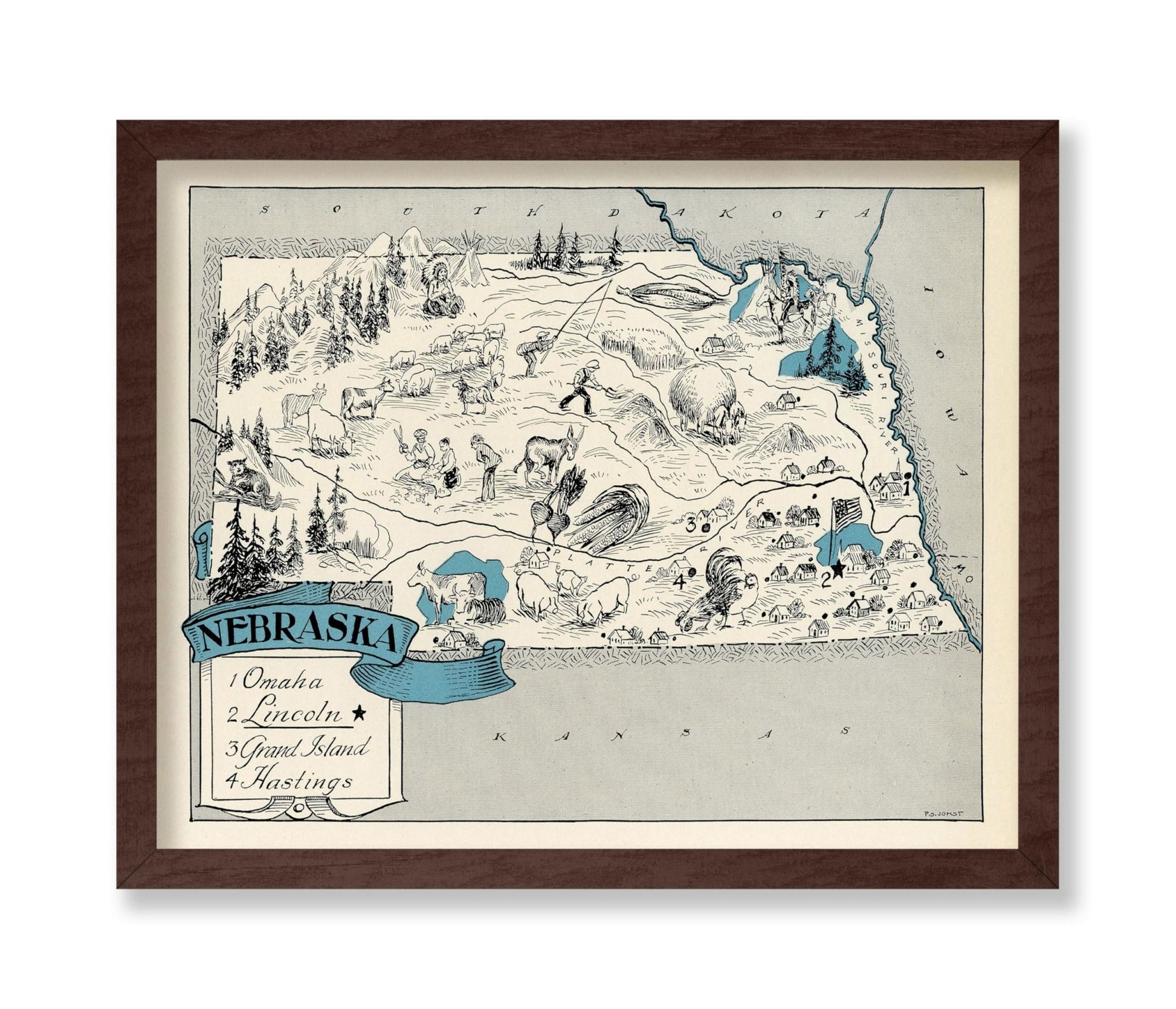 Nebraska Pictorial Map