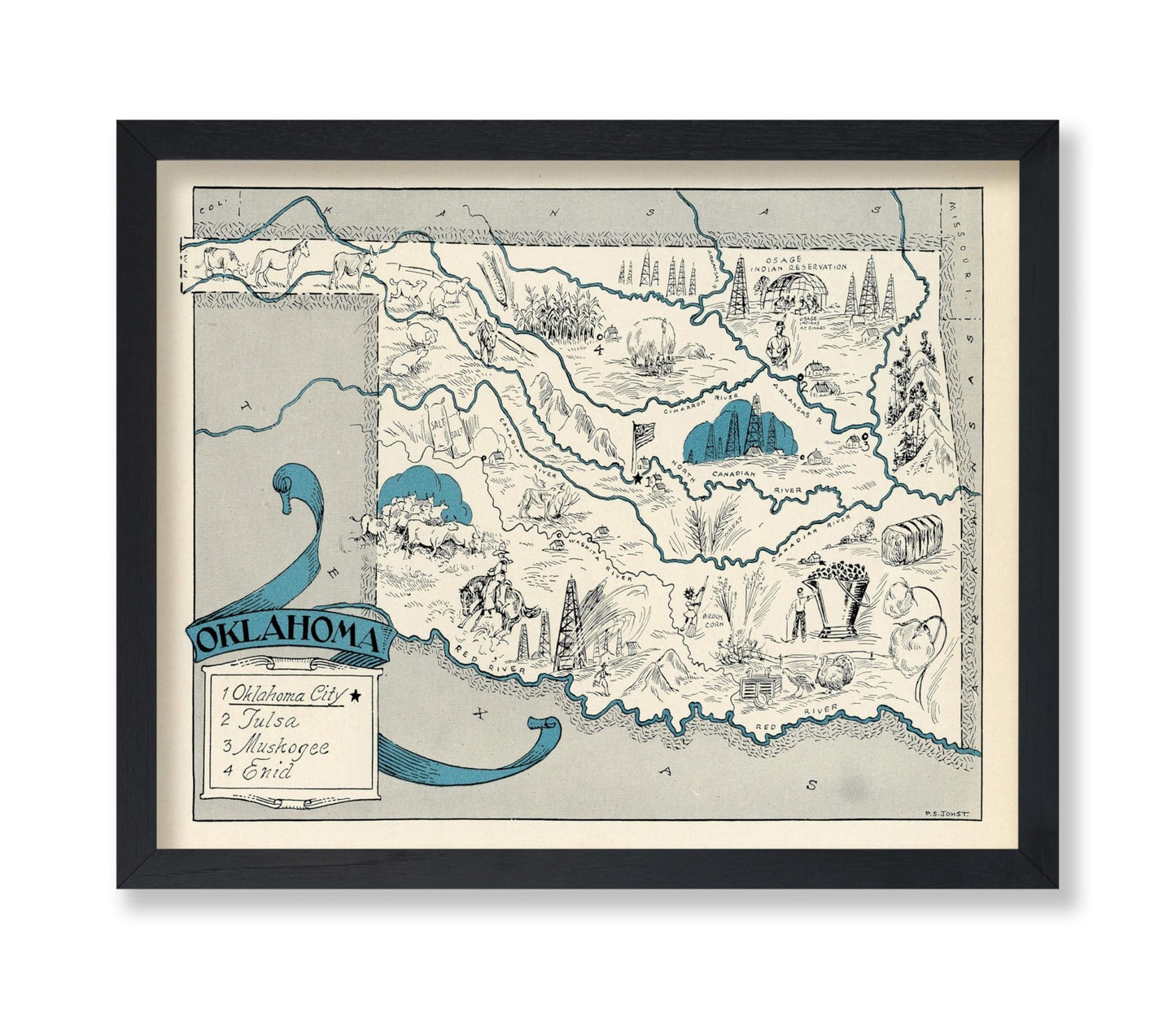 Oklahoma Pictorial Map