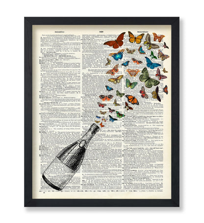 Champagne Bottle and Butterflies