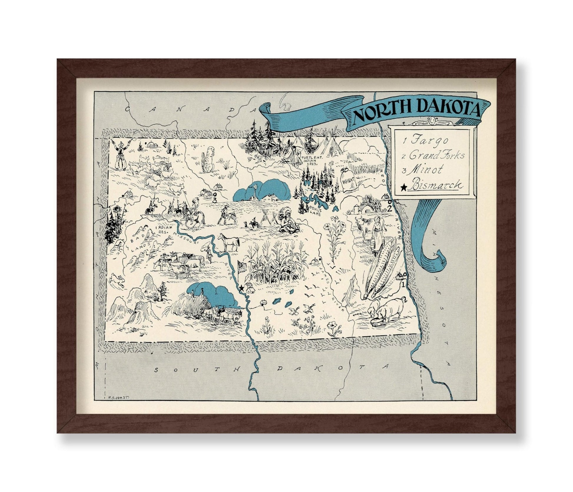 North Dakota Pictorial Map