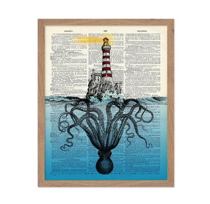 Giant Octopus Under Lighthouse