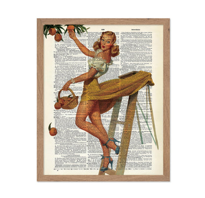 Pin-Up Girl Picking Peaches