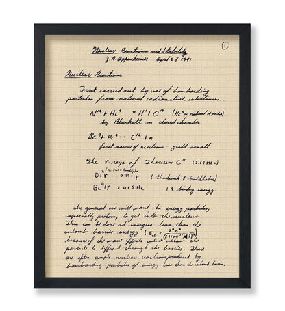 Oppenheimer Atomic Bomb Manuscript