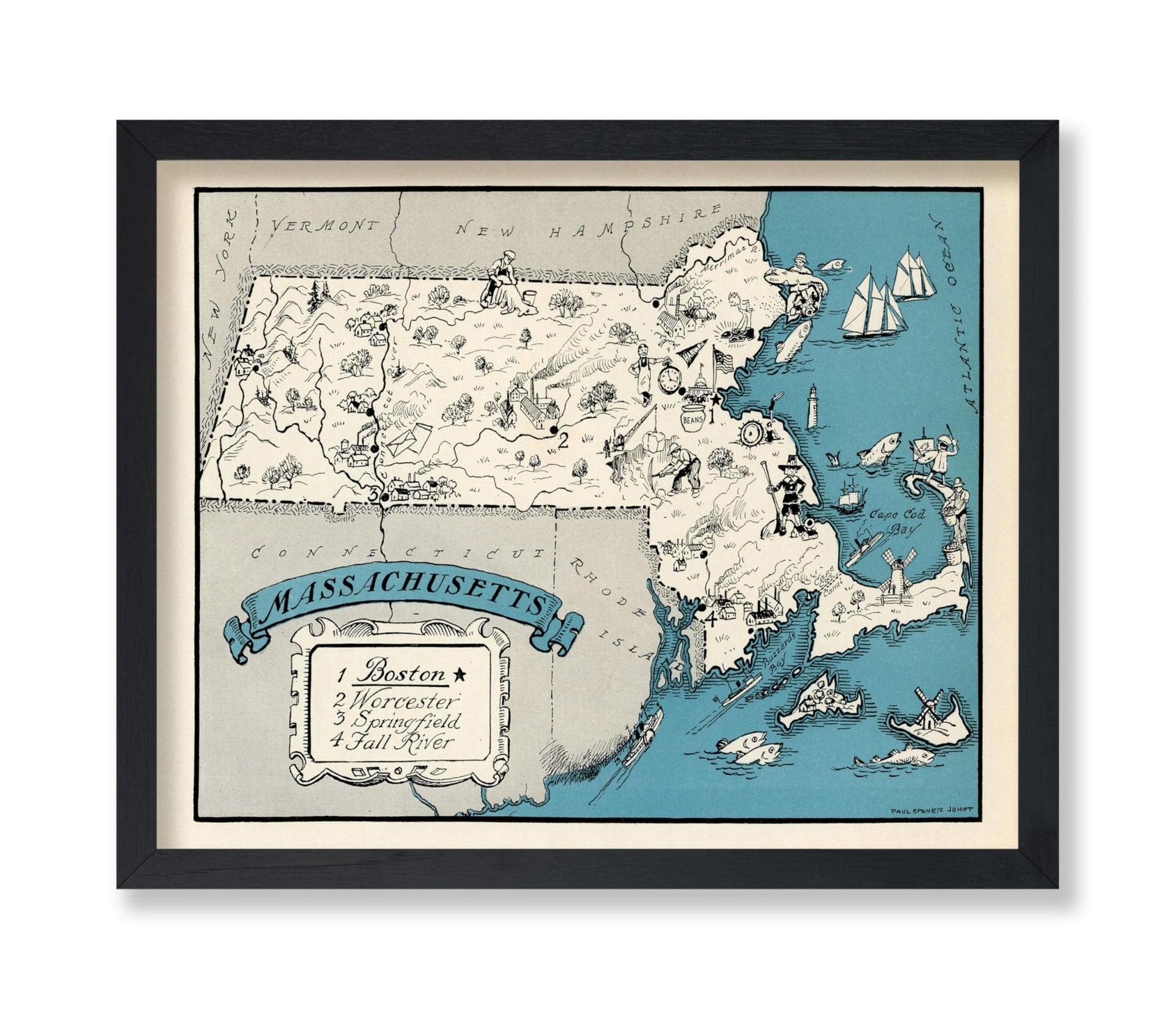 Massachusetts Pictorial Map
