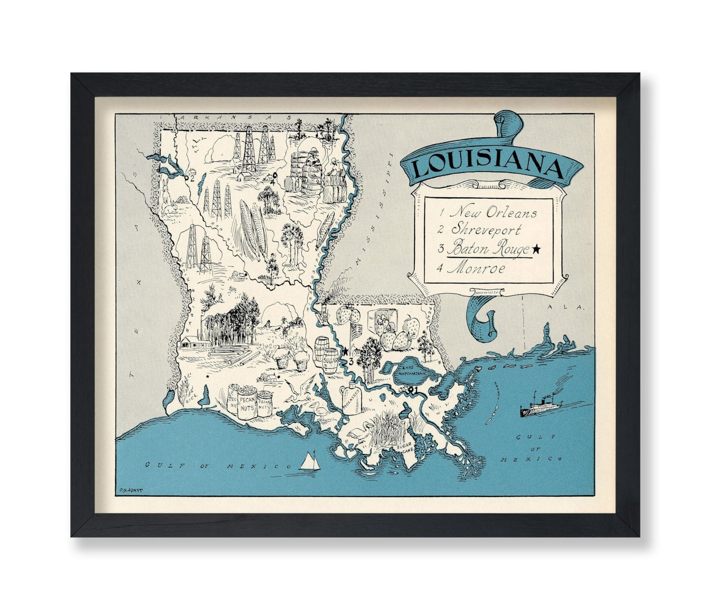Louisiana Pictorial Map