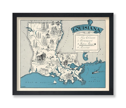 Louisiana Pictorial Map