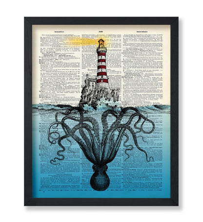 Giant Octopus Under Lighthouse