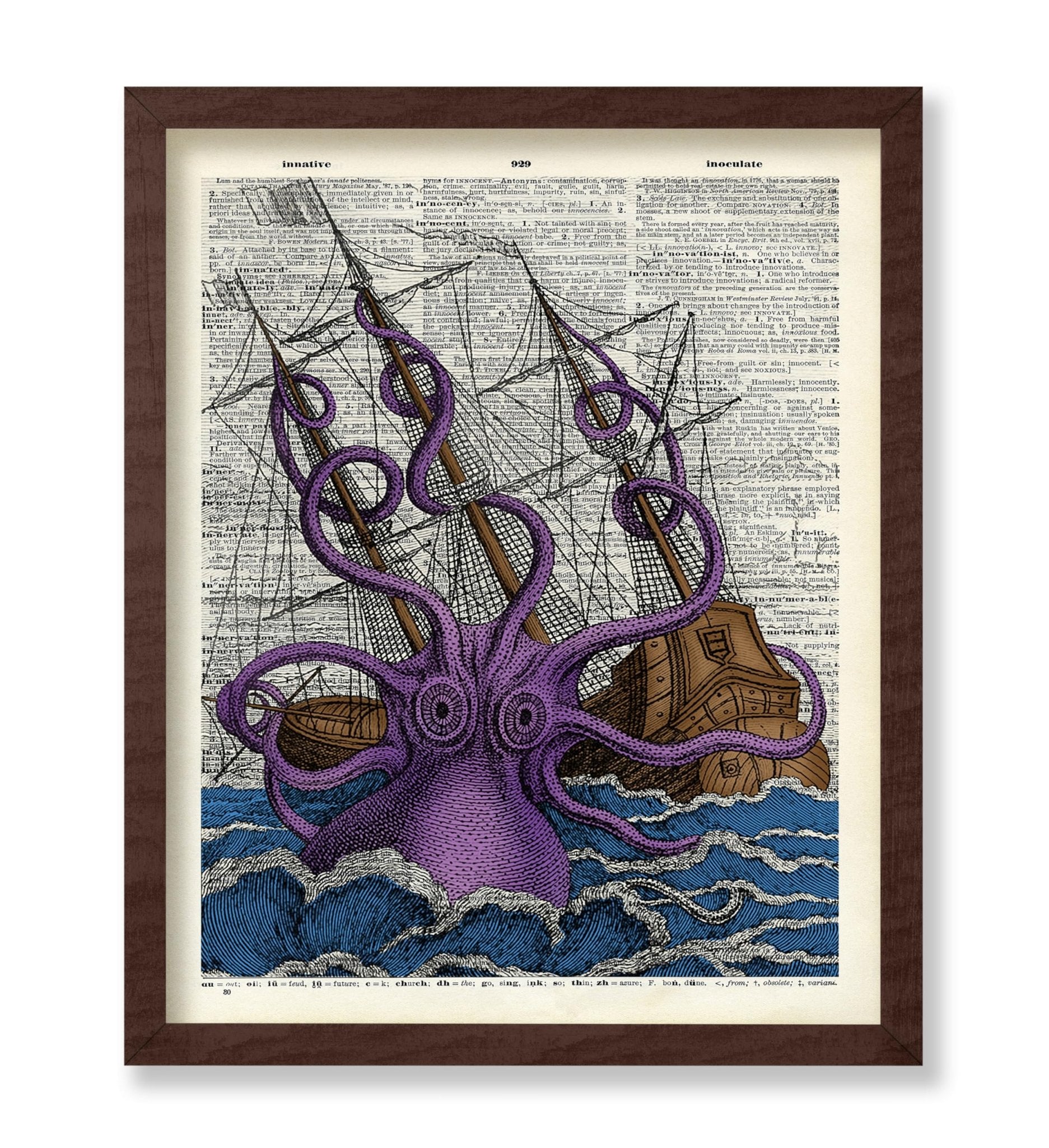 Purple Octopus and Ship