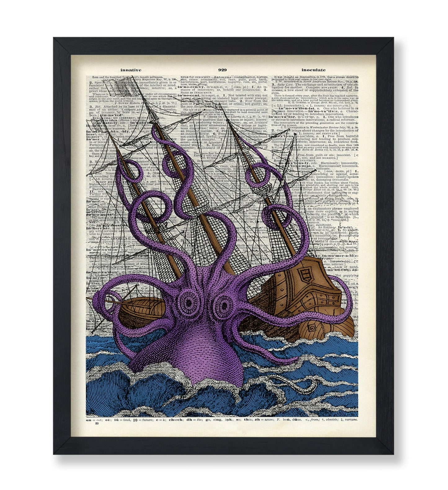 Purple Octopus and Ship