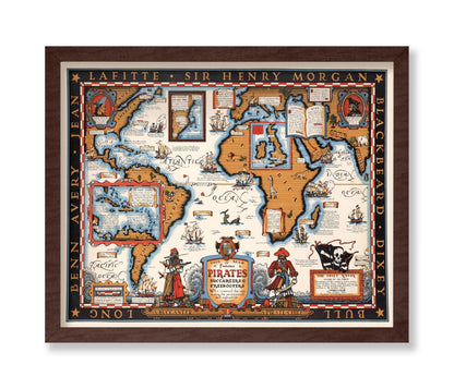 The Map of Famous Pirates, Buccaneers & Freebooters Poster