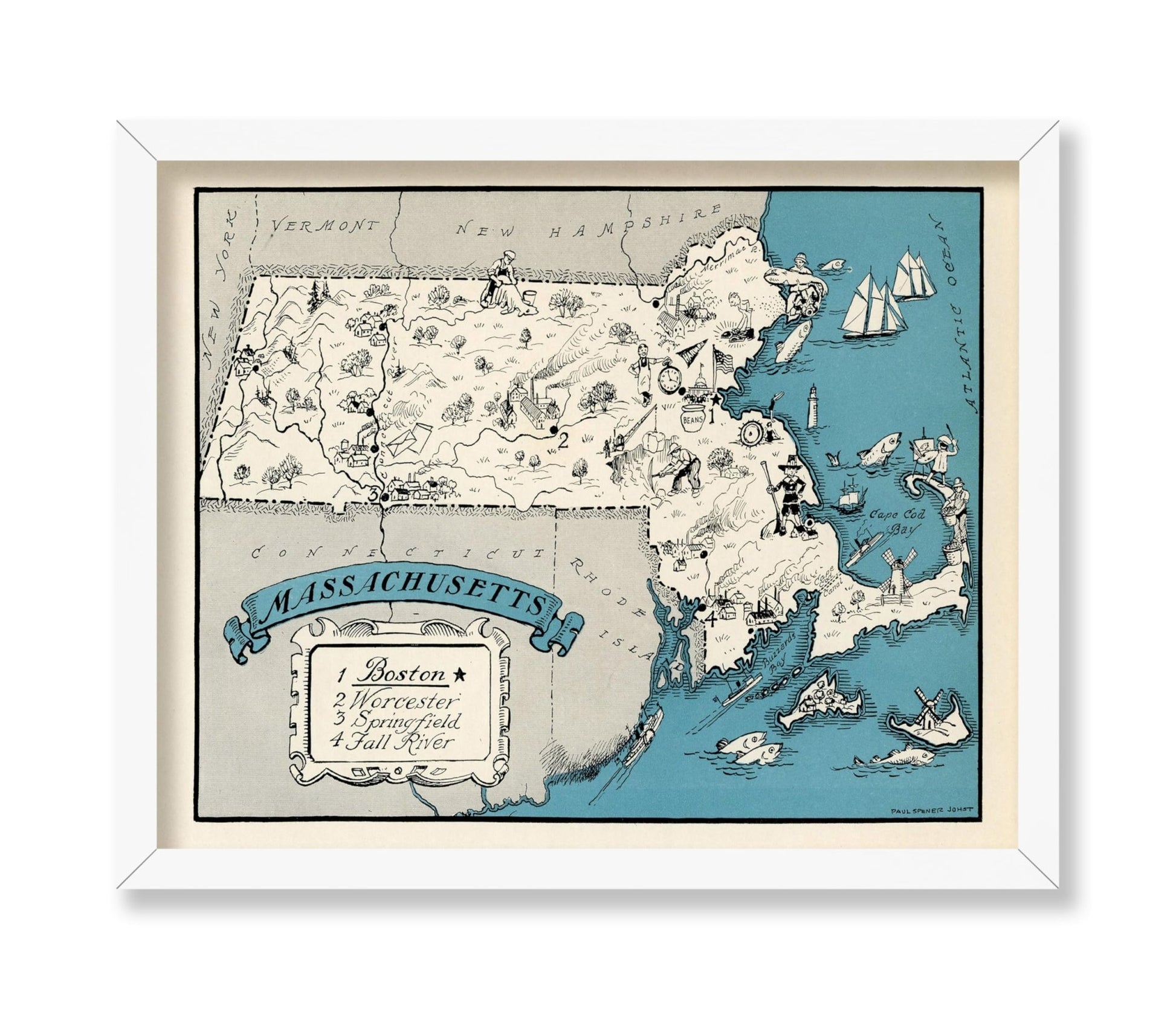Massachusetts Pictorial Map