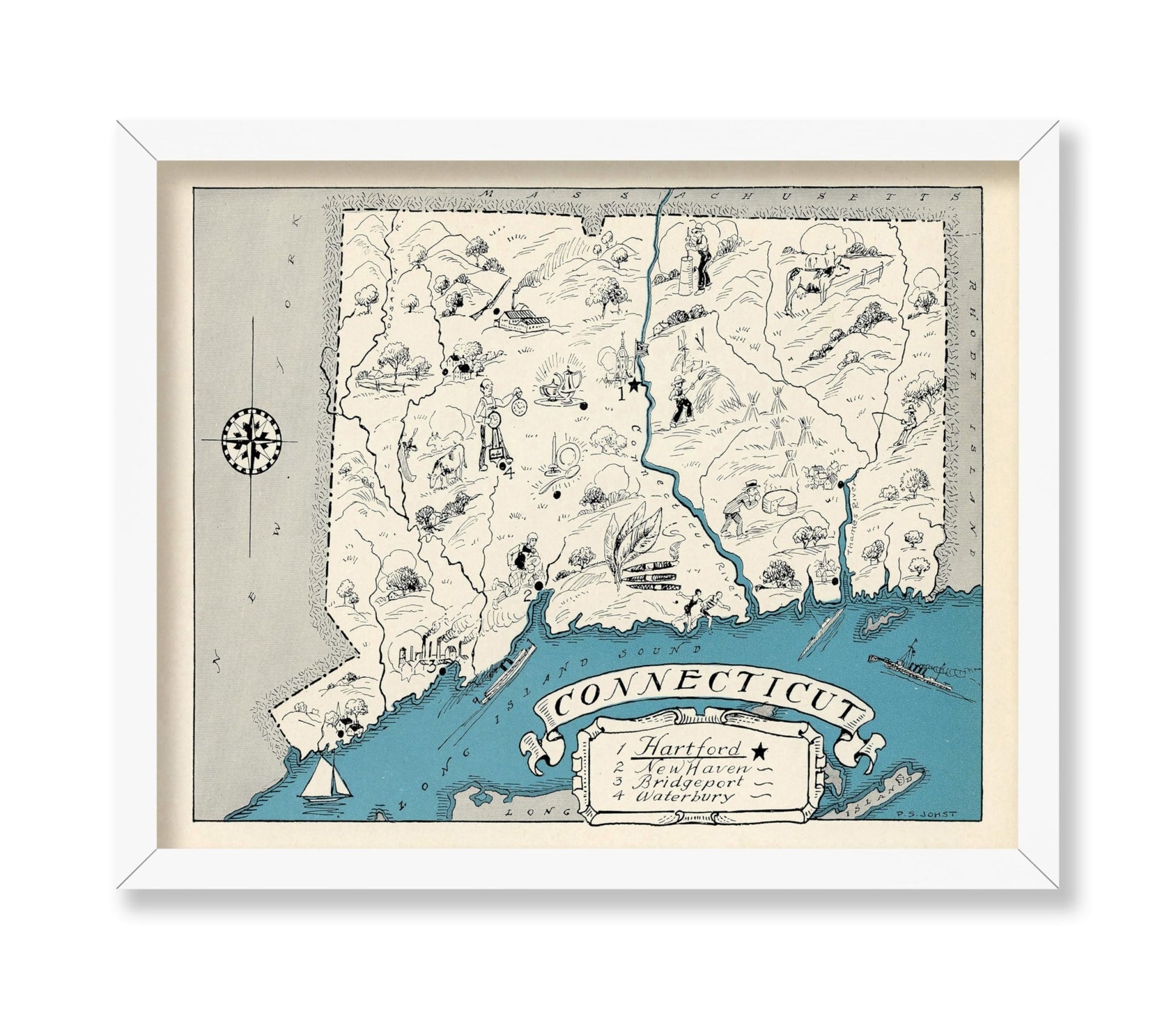 Connecticut Pictorial Map