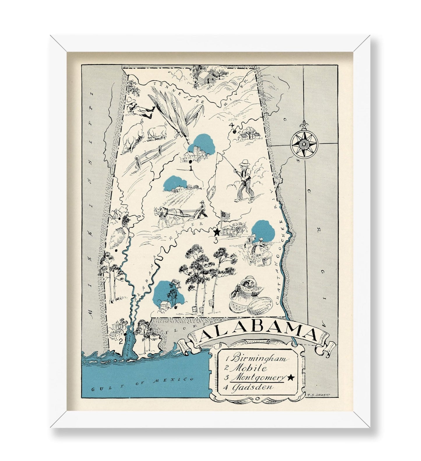 Alabama Pictorial Map