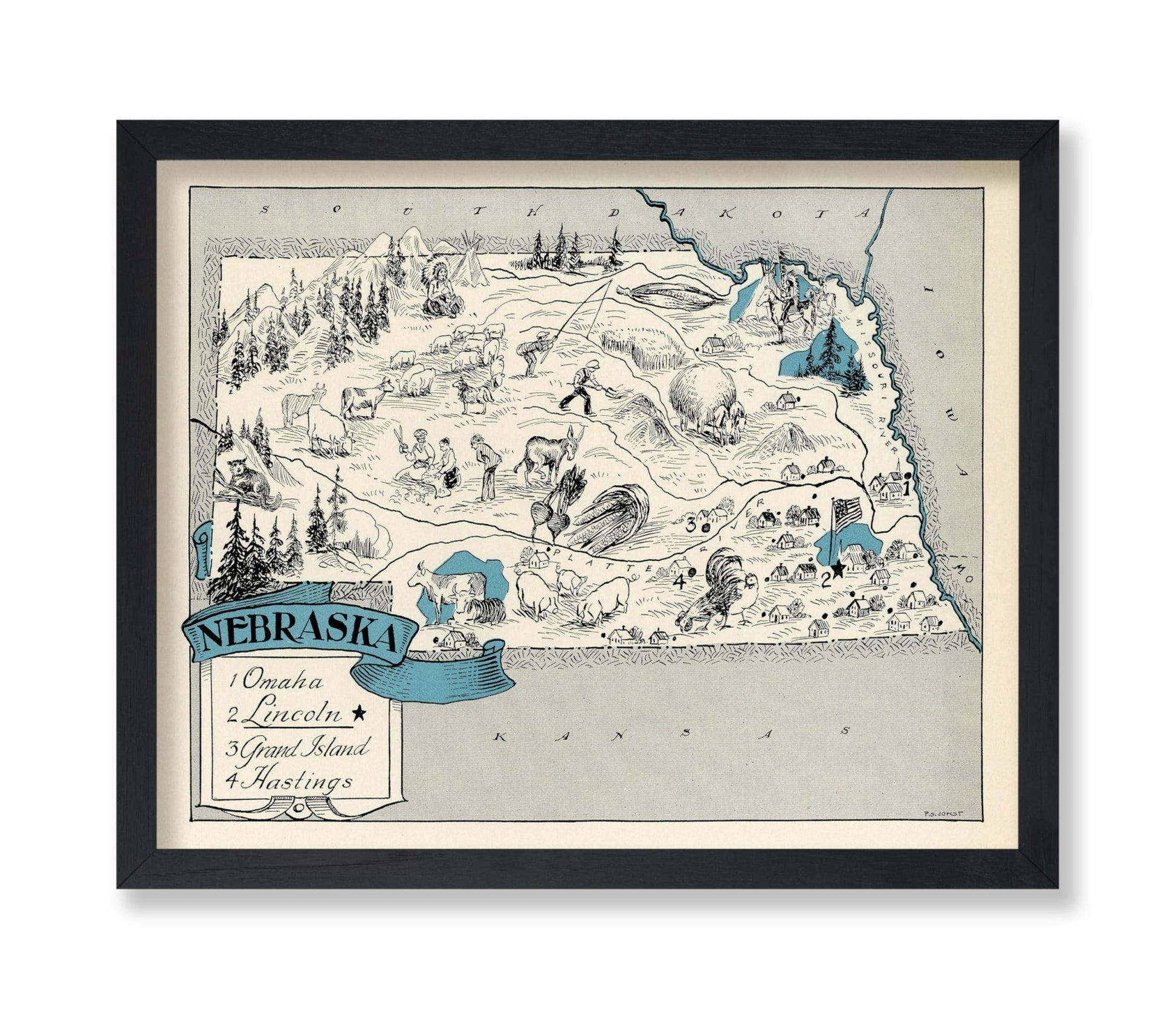 Nebraska Pictorial Map