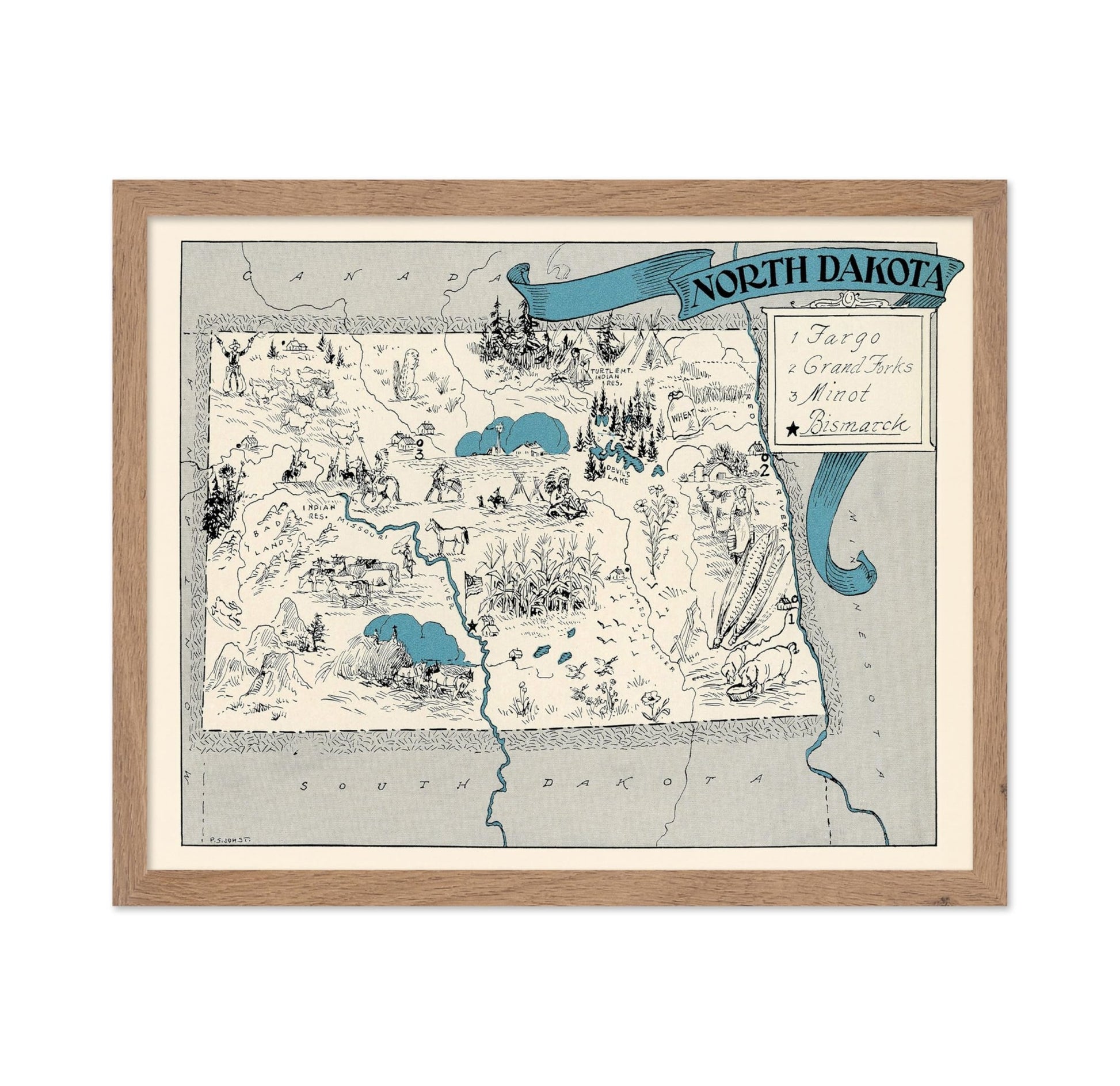 North Dakota Pictorial Map