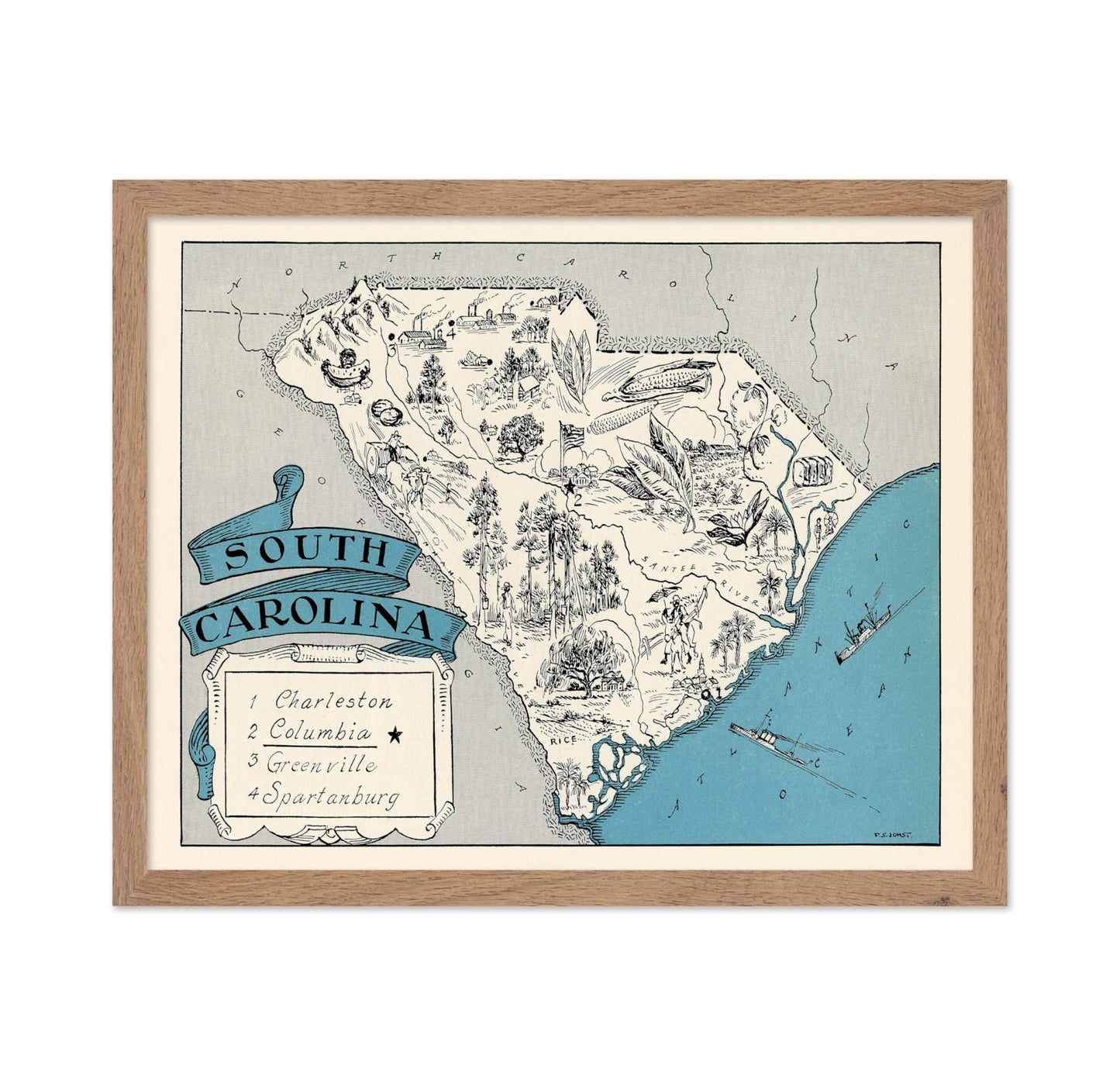 South Carolina Pictorial Map