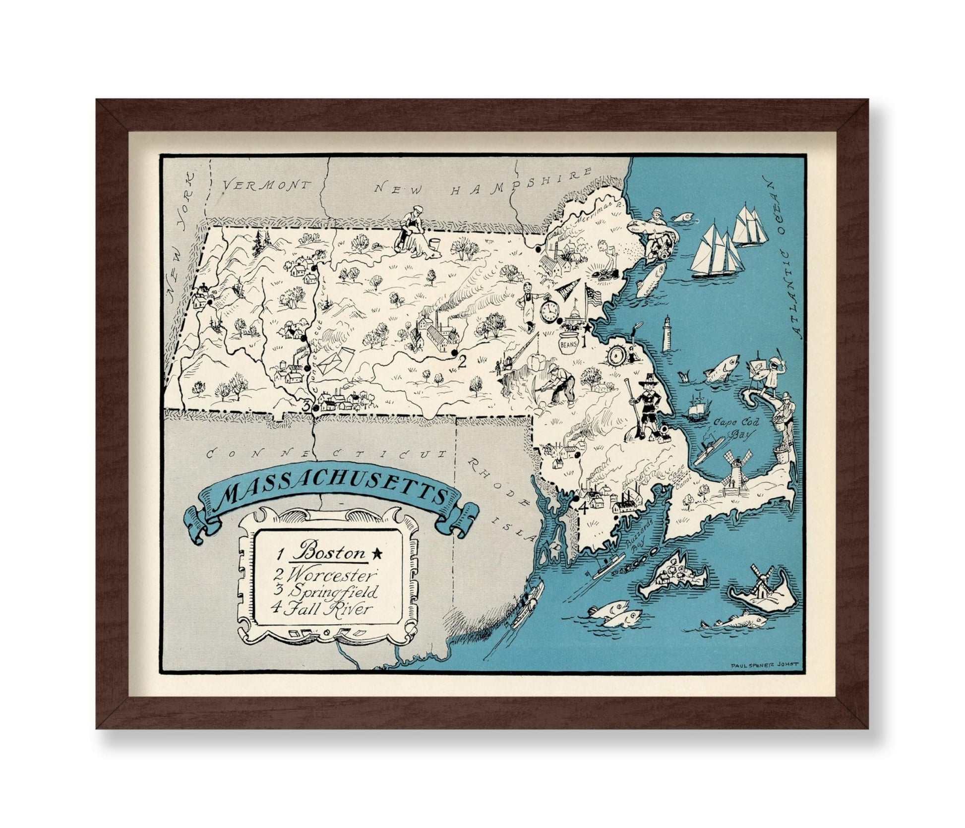 Massachusetts Pictorial Map