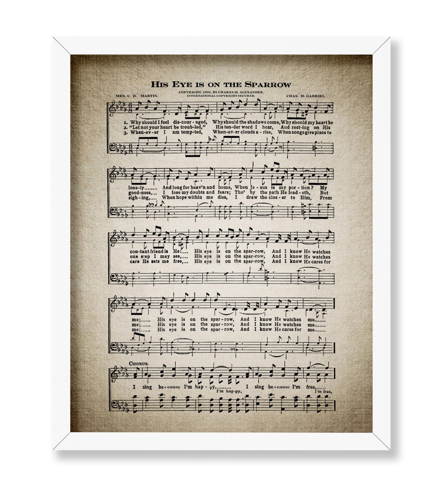 His Eye Is on The Sparrow Hymnal Sheet