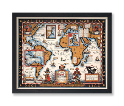 The Map of Famous Pirates, Buccaneers & Freebooters Poster