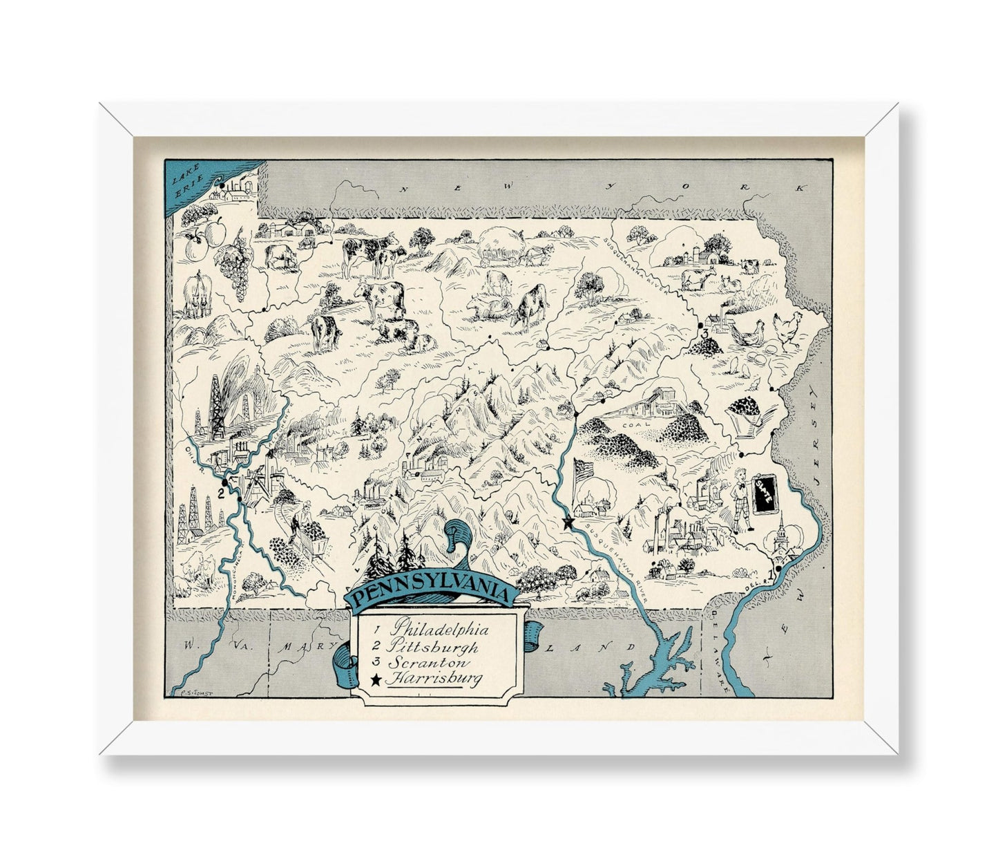 Pennsylvania Pictorial Map