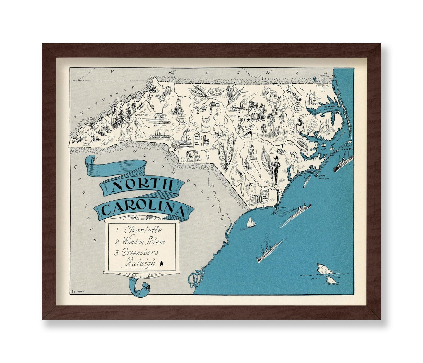 North Carolina Pictorial Map
