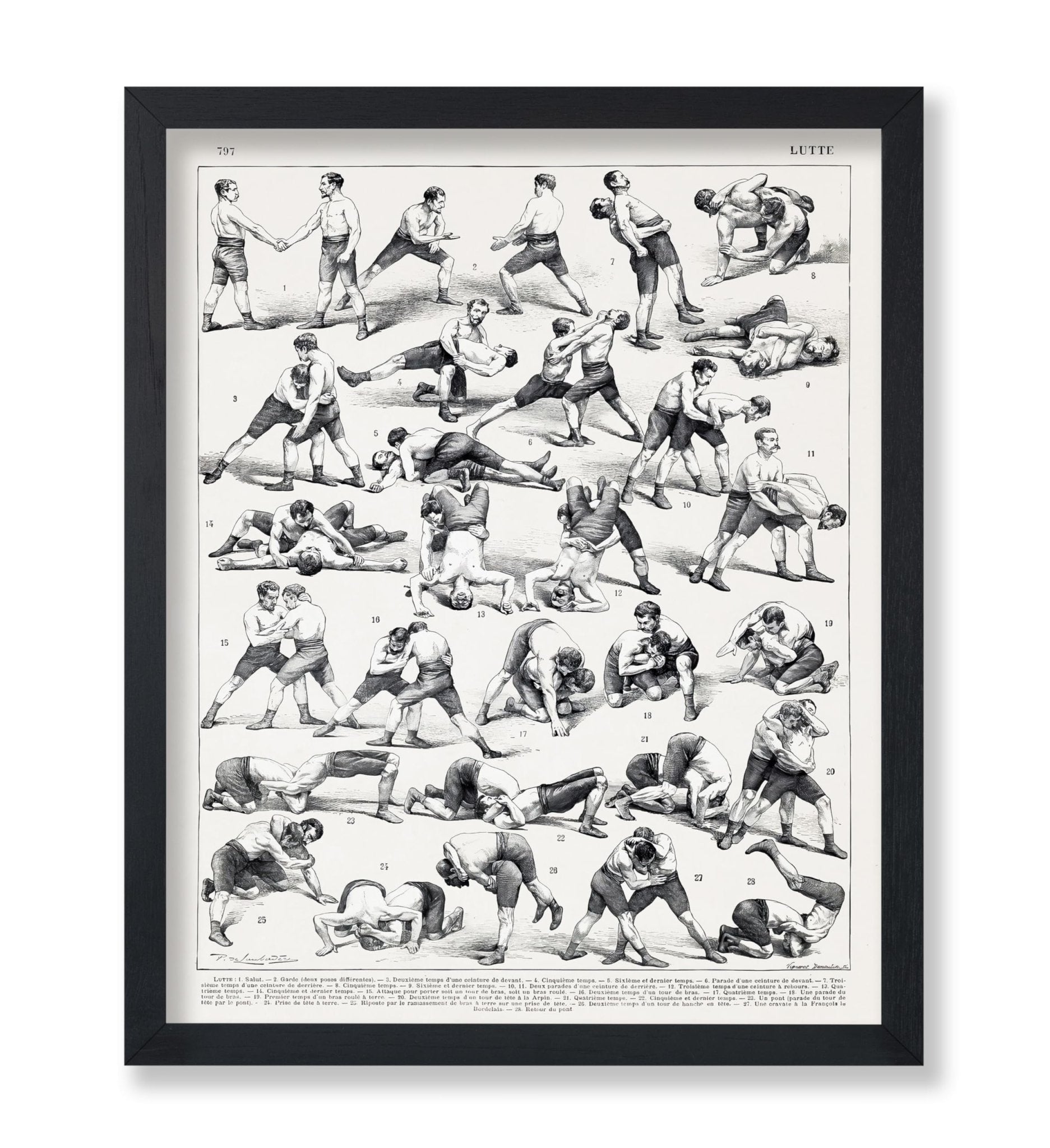 Vintage French Wrestling Illustration