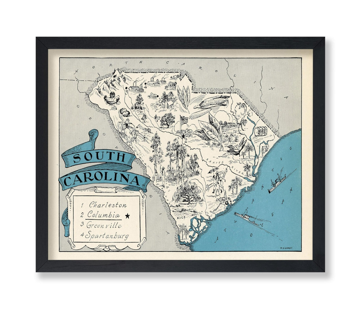 South Carolina Pictorial Map
