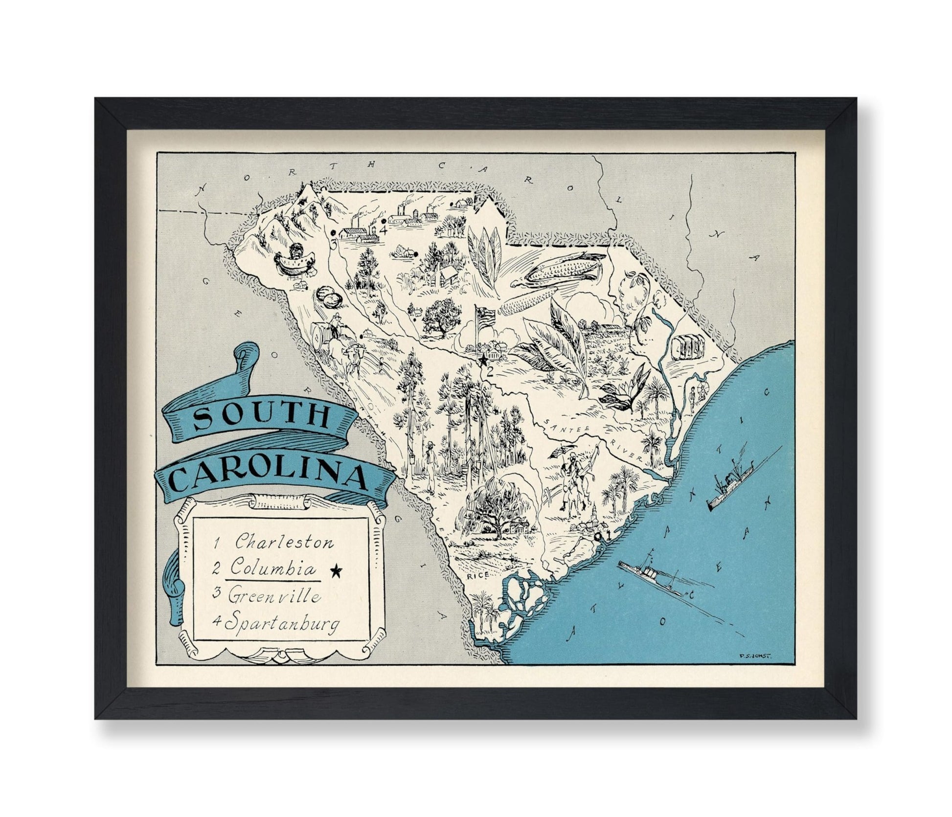 South Carolina Pictorial Map