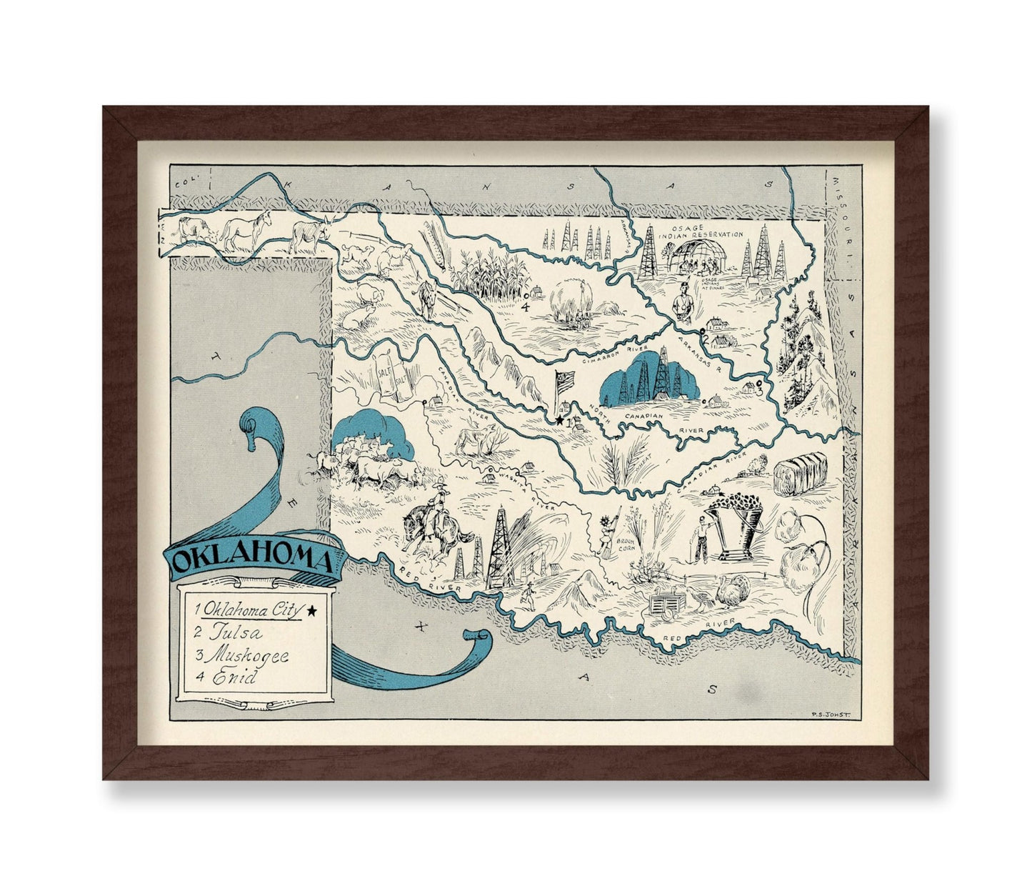 Oklahoma Pictorial Map