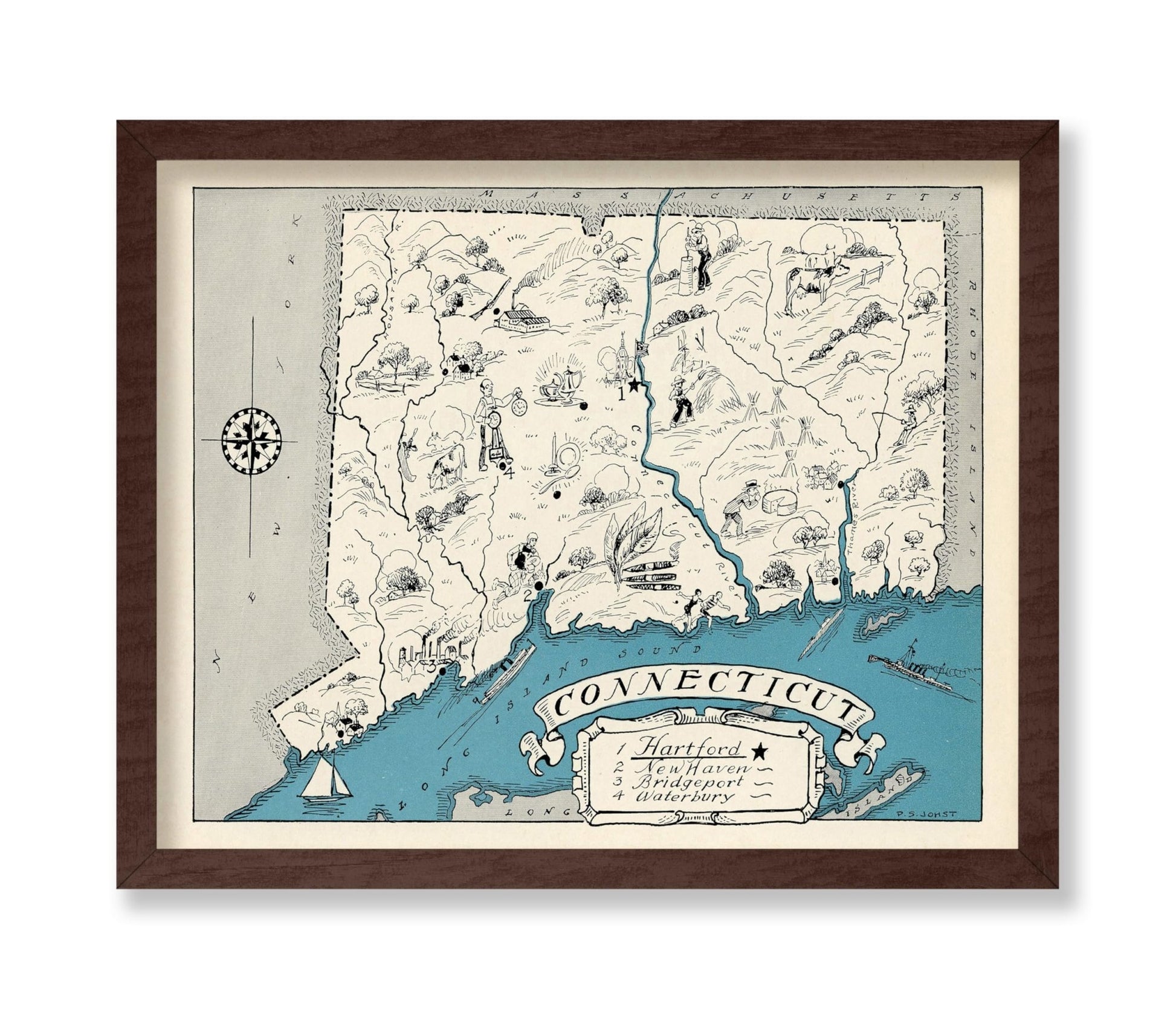 Connecticut Pictorial Map