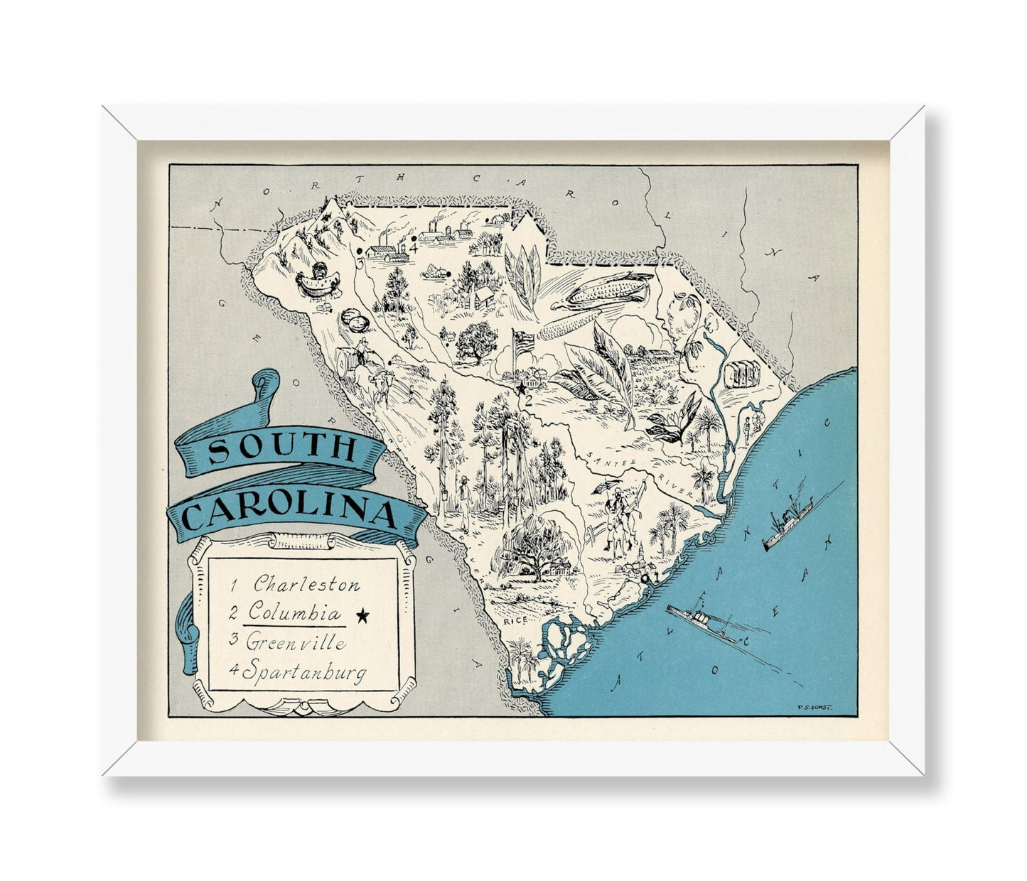 South Carolina Pictorial Map