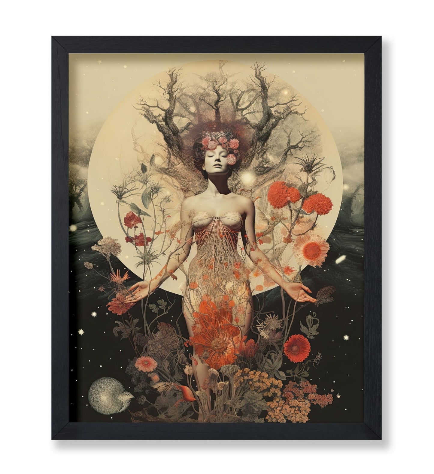 Psychedelic Woman and Flowers No3