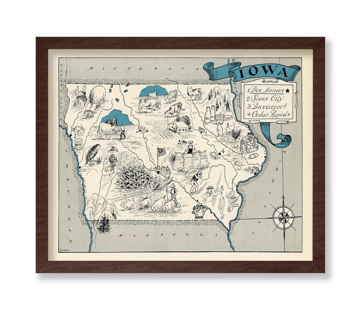 Iowa Pictorial Map