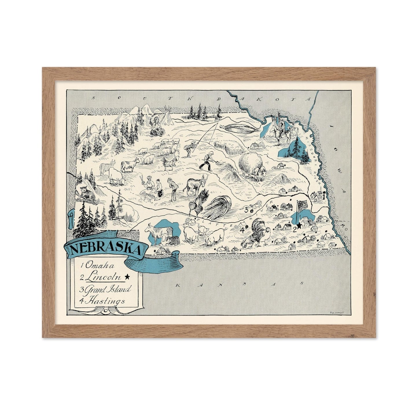 Nebraska Pictorial Map